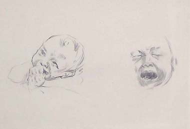 Fausto Zonaro, studies of a baby, verso